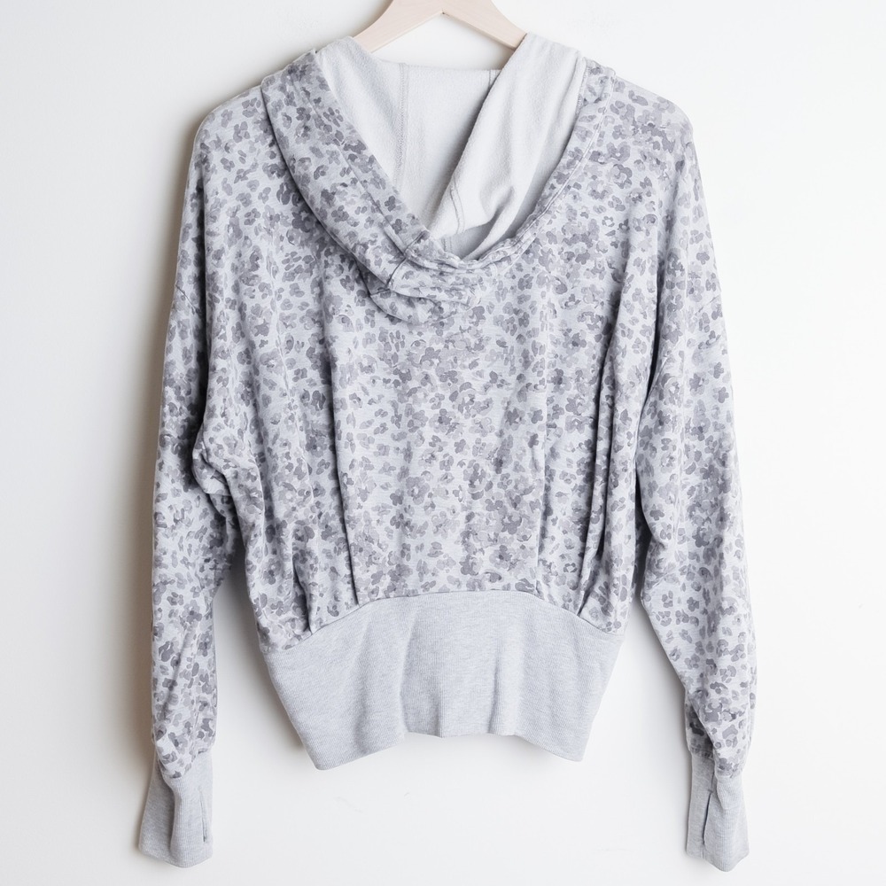 Athleta Heather Gray Leopard-Print Zip Hoodie - Picture 5 of 11